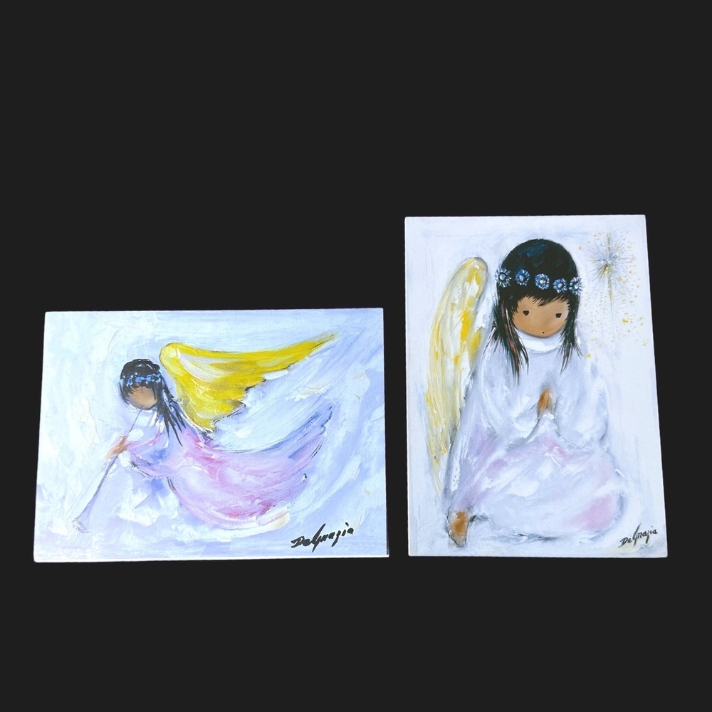 DeGrazia Angel Greeting Cards Set of 2 Heavenly Angel Little Prayer Sandstone